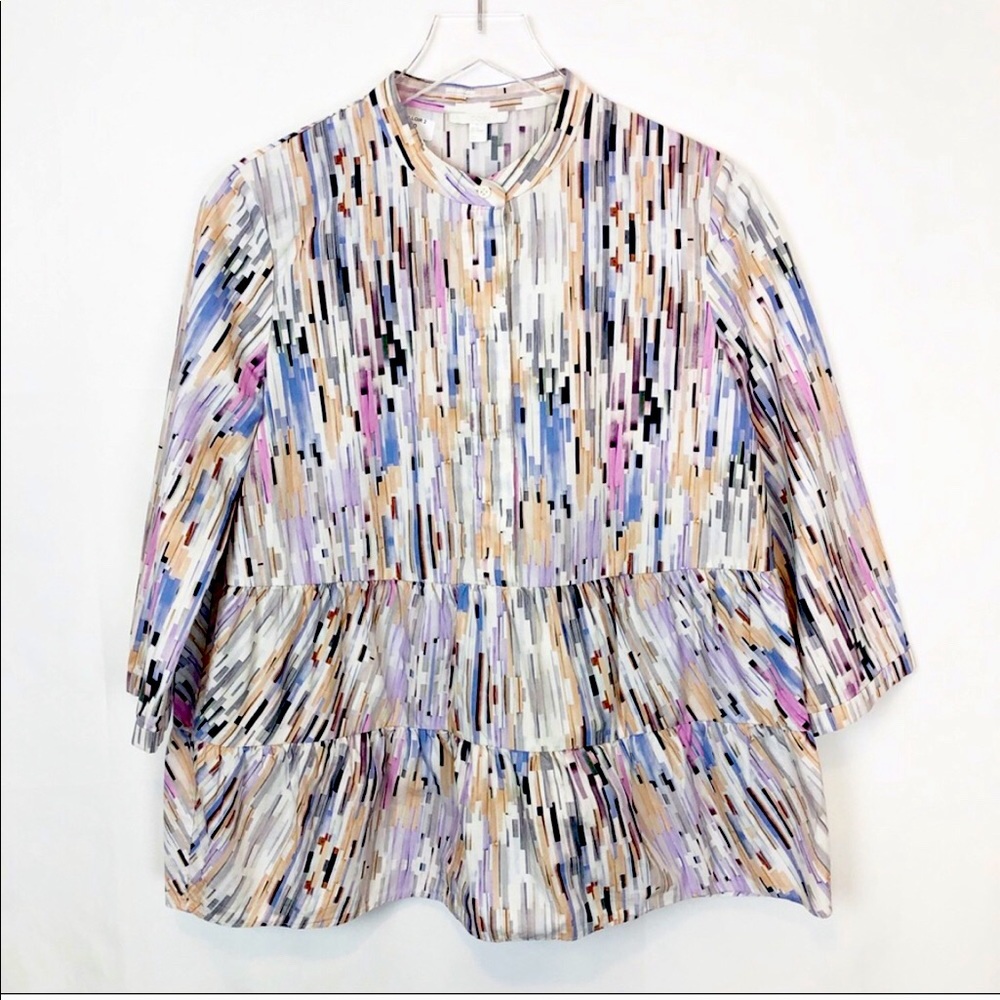 COS white colorful button blouse EU 38